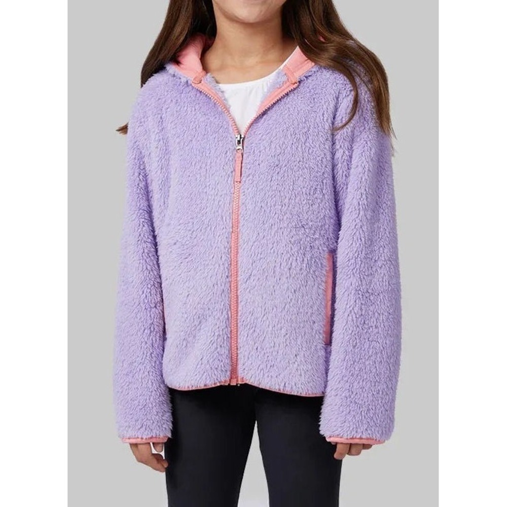 32° Degrees Girl's Soft Sherpa Full Zip Hoodie - Lavender - Size S (6/7) - K9032